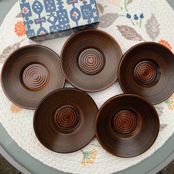 Vtg Japanese Tea Saucer Trinket Appetizer 5pc Set - Picture 2 of 9